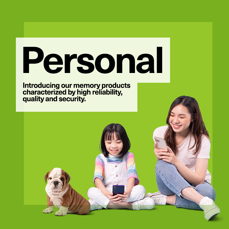 Personal: Introducing our memory products characterized by high reliability, quality and security.
